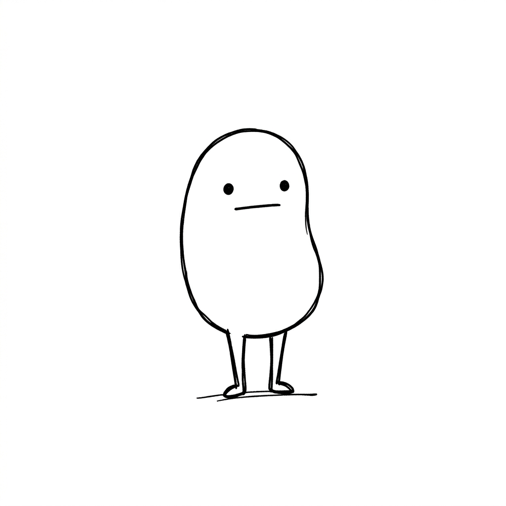 Chrylic mascot — a friendly hand-drawn potato character